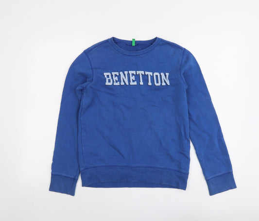 United Colors of Benetton Boys Blue Cotton Pullover Sweatshirt Size 11-12 Years Pullover