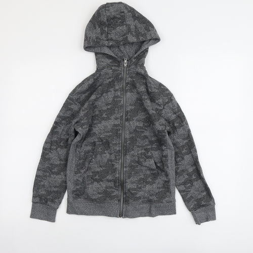 Marks and Spencer Boys Grey Camouflage Cotton Full Zip Hoodie Size 10-11 Years Zip