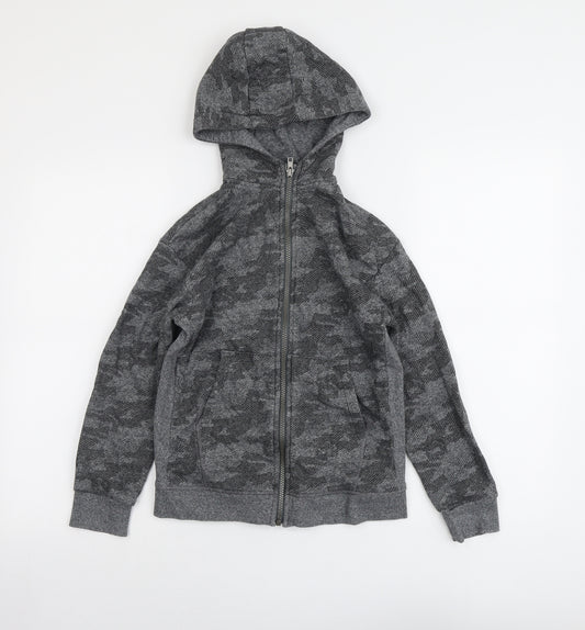 Marks and Spencer Boys Grey Camouflage Cotton Full Zip Hoodie Size 10-11 Years Zip