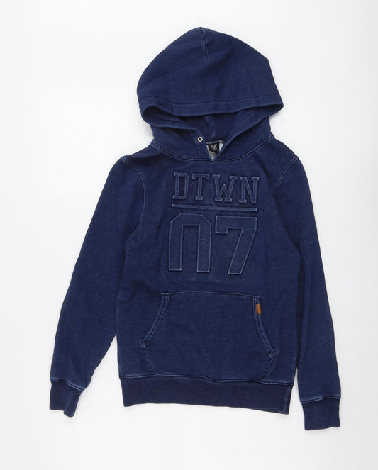 H&M Boys Blue Cotton Pullover Hoodie Size 9-10 Years Pullover