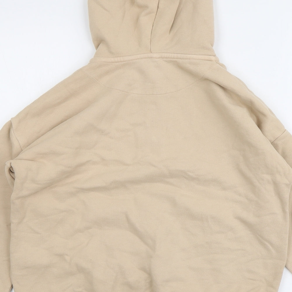 Marks and Spencer Boys Beige Cotton Pullover Hoodie Size 10-11 Years Zip
