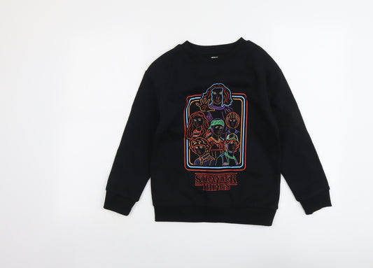 Marks and Spencer Boys Black Cotton Pullover Sweatshirt Size 8-9 Years Pullover - Stranger Things
