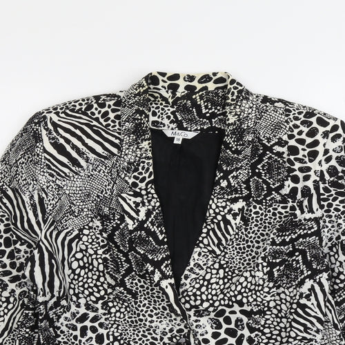M&Co Womens Black Animal Print Linen Jacket Blazer Size 18