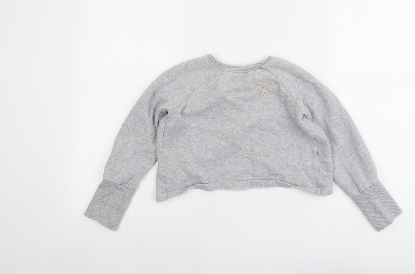NEXT Girls Grey Cotton Pullover Sweatshirt Size 8 Years Pullover - Wrap Back Detail
