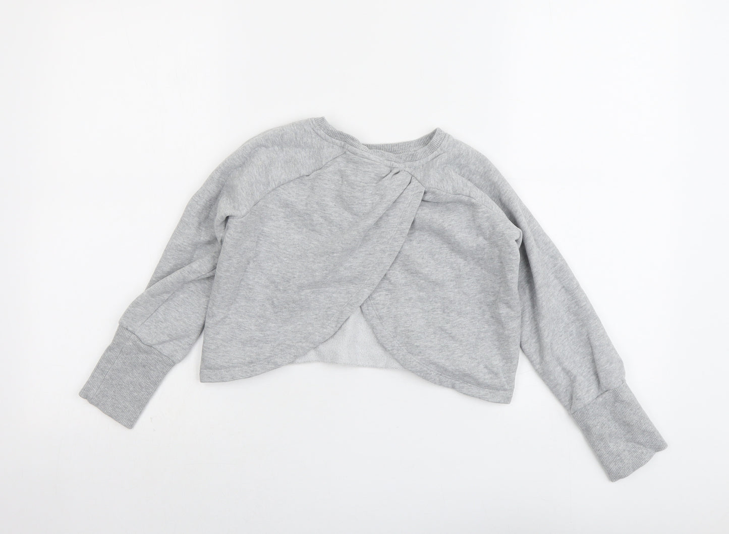 NEXT Girls Grey Cotton Pullover Sweatshirt Size 8 Years Pullover - Wrap Back Detail