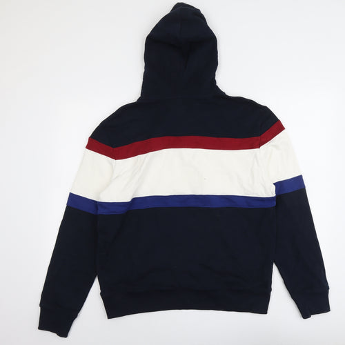 Marks and Spencer Mens Multicoloured Striped Cotton Pullover Hoodie Size M