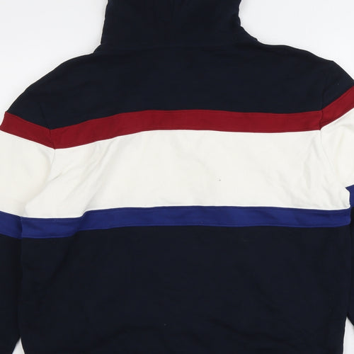Marks and Spencer Mens Multicoloured Striped Cotton Pullover Hoodie Size M