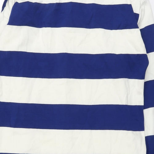 Marks and Spencer Girls Blue Striped Cotton T-Shirt Dress Size 12-13 Years Collared Button