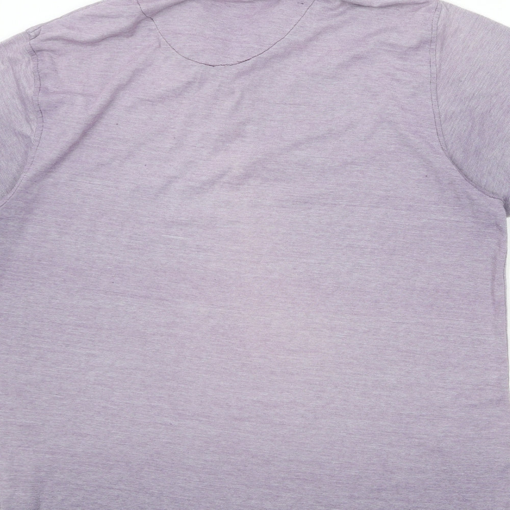 Pierre Cardin Mens Purple Cotton Polo Size L Collared Button