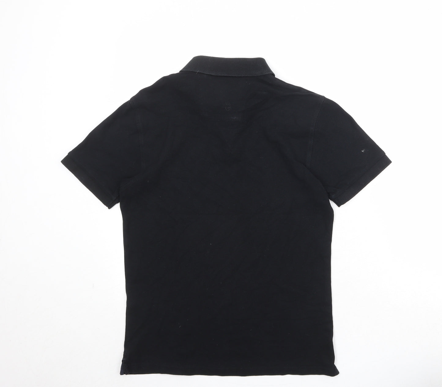 Marks and Spencer Mens Black Cotton Polo Size S Collared Button