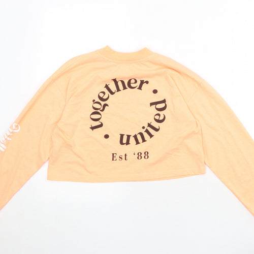 River Island Girls Orange Polyester Pullover Sweatshirt Size 11-12 Years Pullover - Cropped