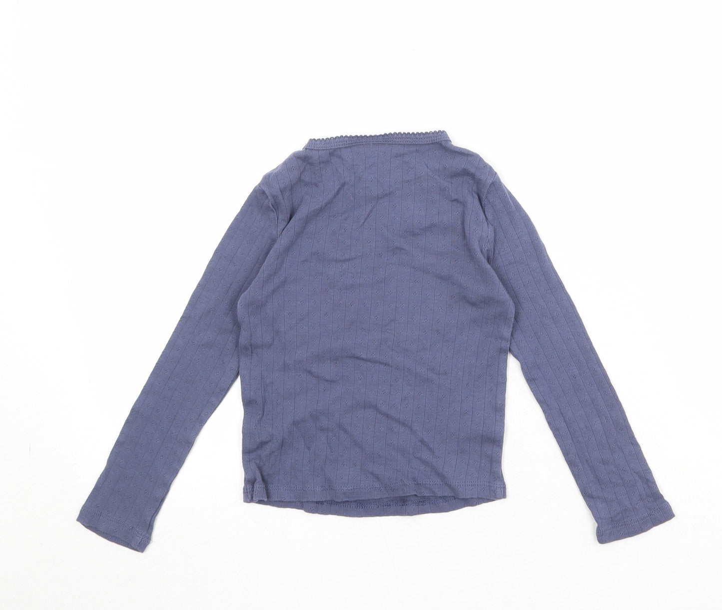 Zara Girls Blue 100% Cotton Basic T-Shirt Size 6 Years Round Neck Pullover