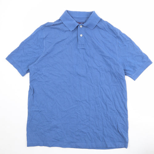 Brook Taverner Mens Blue 100% Cotton Polo Size XL Collared Button