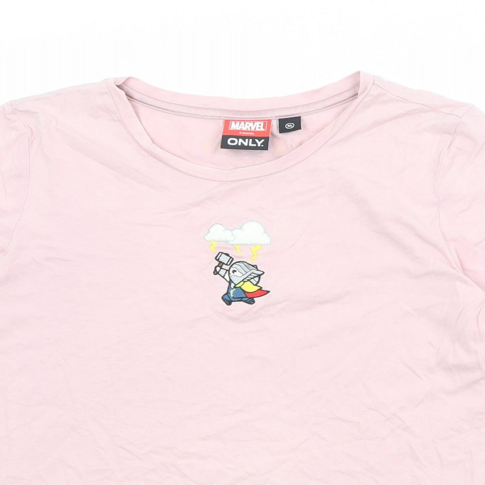 Marvel Womens Pink 100% Cotton Basic T-Shirt Size XL Round Neck