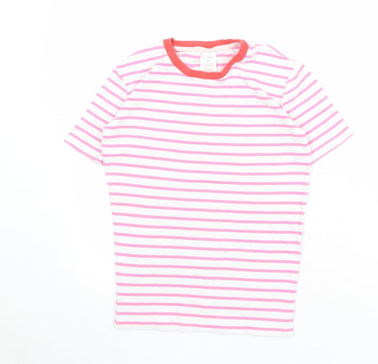 Mini Boden Girls Pink Striped Cotton Basic T-Shirt Size 13 Years Round Neck Pullover