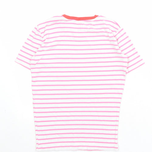 Mini Boden Girls Pink Striped Cotton Basic T-Shirt Size 13 Years Round Neck Pullover