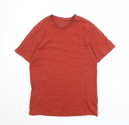 Marks and Spencer Mens Red Cotton T-Shirt Size S Round Neck