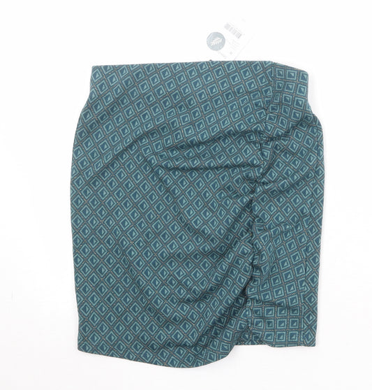 COTTON CLUB Womens Green Geometric Polyester Bandage Skirt Size M