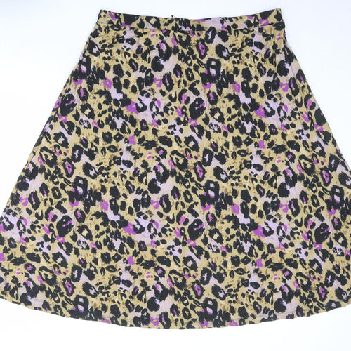 Marks and Spencer Womens Brown Animal Print Polyester Pleated Skirt Size 20 - Leopard Pattern