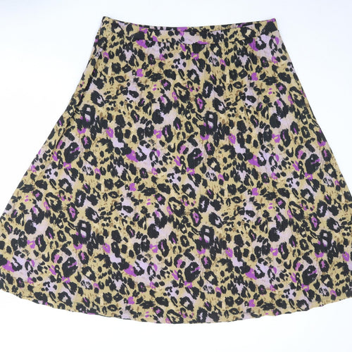 Marks and Spencer Womens Brown Animal Print Polyester Pleated Skirt Size 20 - Leopard Pattern