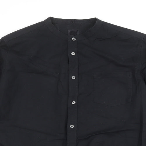 Burton Mens Black Cotton Button-Up Size L Round Neck Button