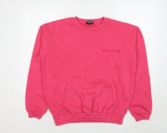 PRETTYLITTLETHING Womens Pink Cotton Pullover Sweatshirt Size S Pullover