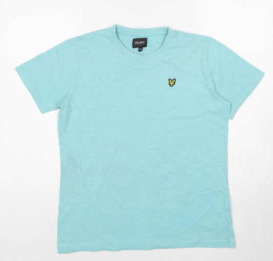 Lyle & Scott Boys Blue Cotton Pullover T-Shirt Size 14-15 Years Crew Neck Pullover