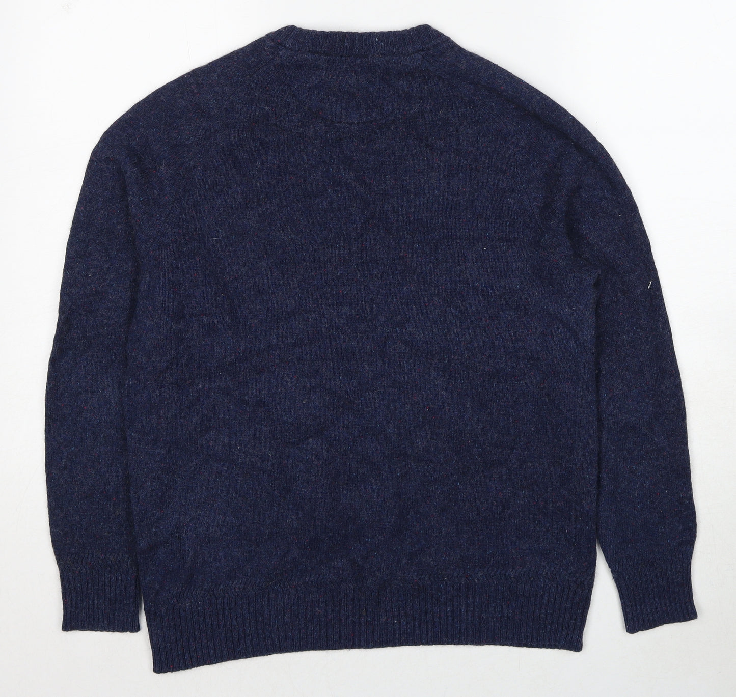 White Stuff Mens Blue Round Neck Wool Pullover Jumper Size S Long Sleeve