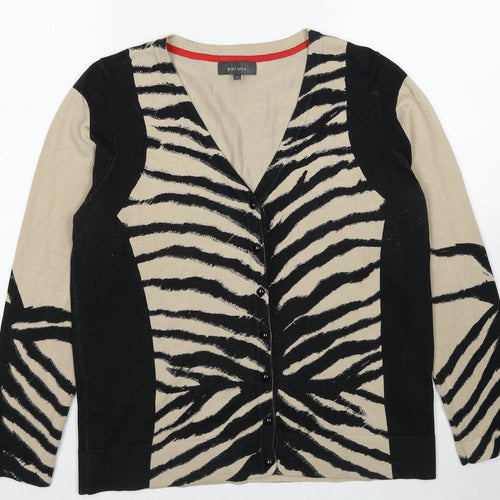 Marks and Spencer Womens Multicoloured V-Neck Animal Print Viscose Cardigan Jumper Size 16 - Tiger Print