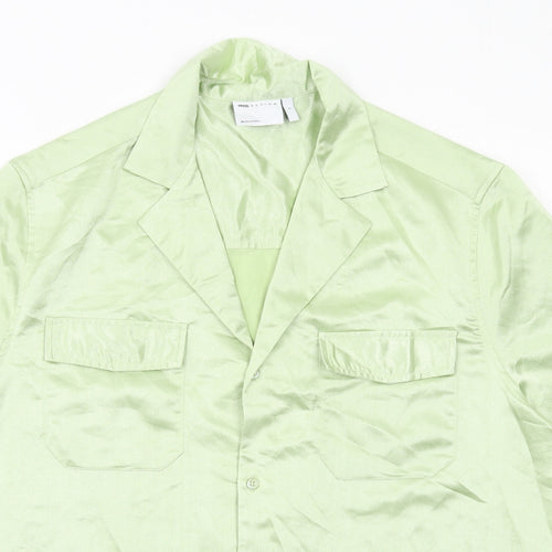 ASOS Mens Green Polyester Button-Up Size L Collared Button