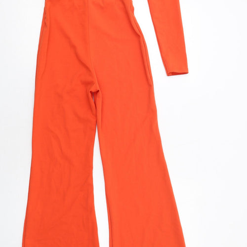 Club L Womens Orange Polyester Jumpsuit One-Piece Size 8 Zip