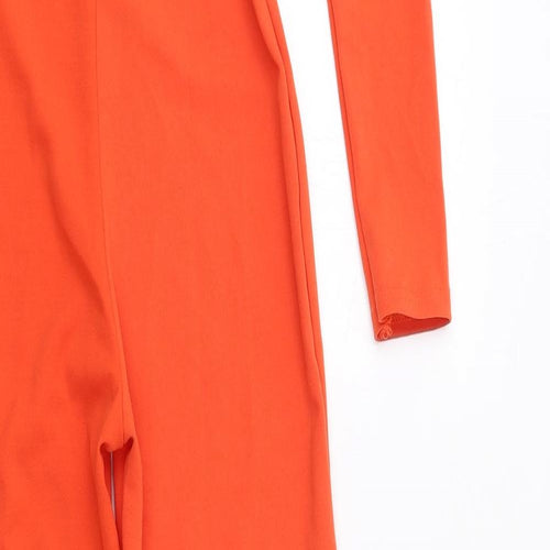 Club L Womens Orange Polyester Jumpsuit One-Piece Size 8 Zip