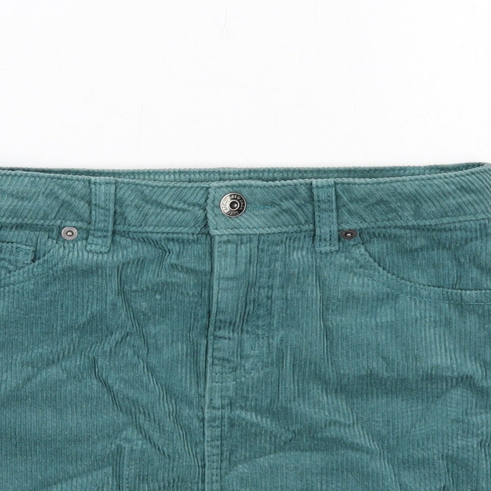 Cat & Jack Girls Green Cotton Mini Skirt Size 10-11 Years Regular Zip