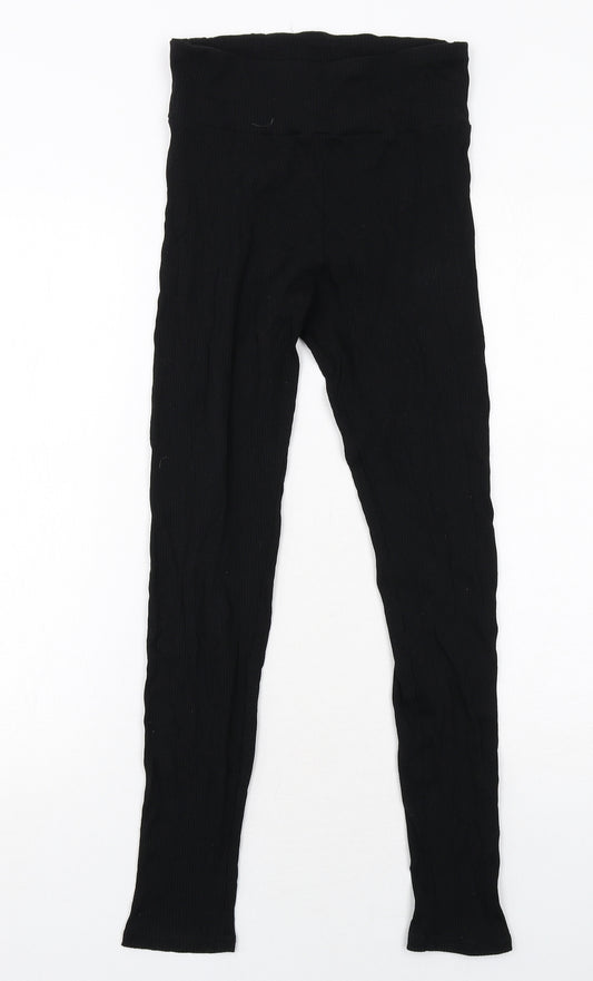 H&M Womens Black Cotton Capri Leggings Size S - Ribbed
