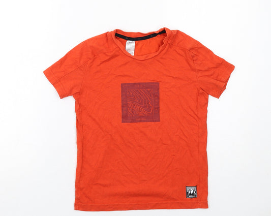 DECATHLON Boys Orange Cotton Pullover T-Shirt Size 5-6 Years Round Neck Pullover