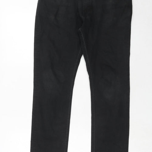 Autograph Mens Black Cotton Straight Jeans Size 32 in L29 in Slim Zip