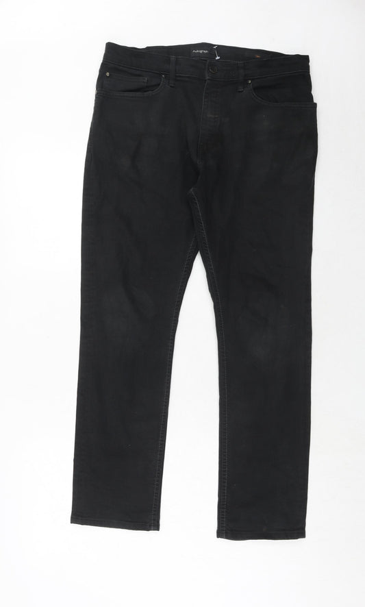Autograph Mens Black Cotton Straight Jeans Size 32 in L29 in Slim Zip
