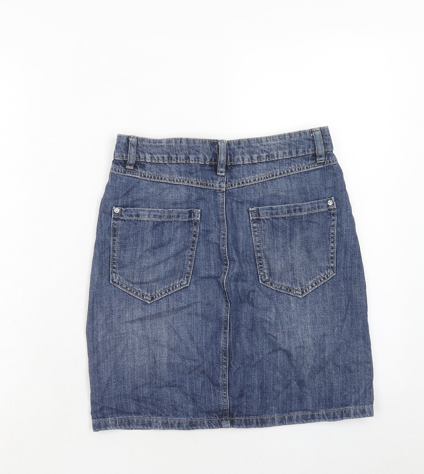 NEXT Womens Blue Cotton A-Line Skirt Size 6 Zip