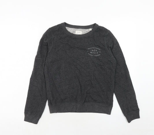 Jack Wills Womens Grey Cotton Pullover Sweatshirt Size 6 Pullover