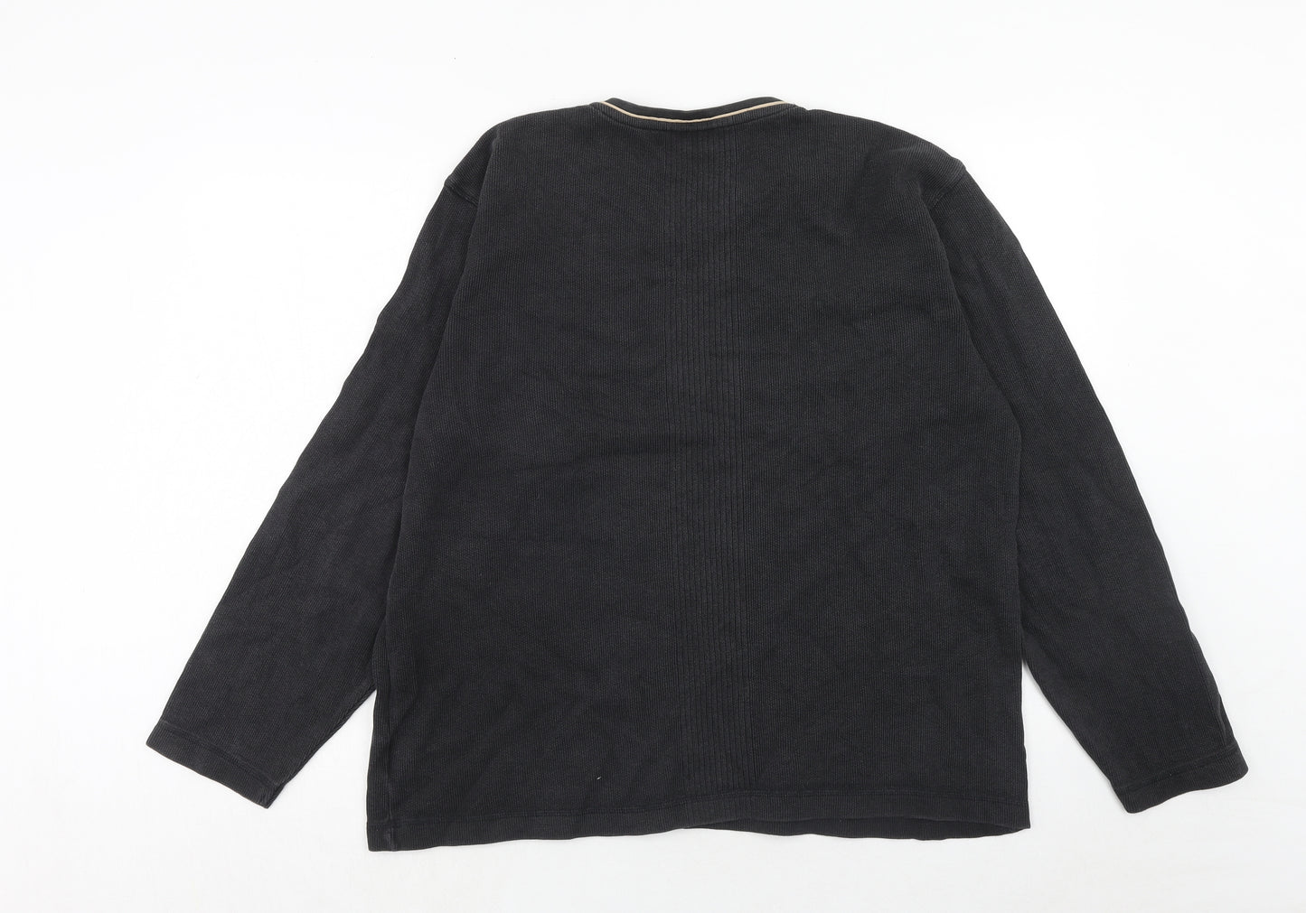 NEXT Mens Black V-Neck Cotton Pullover Jumper Size L Long Sleeve