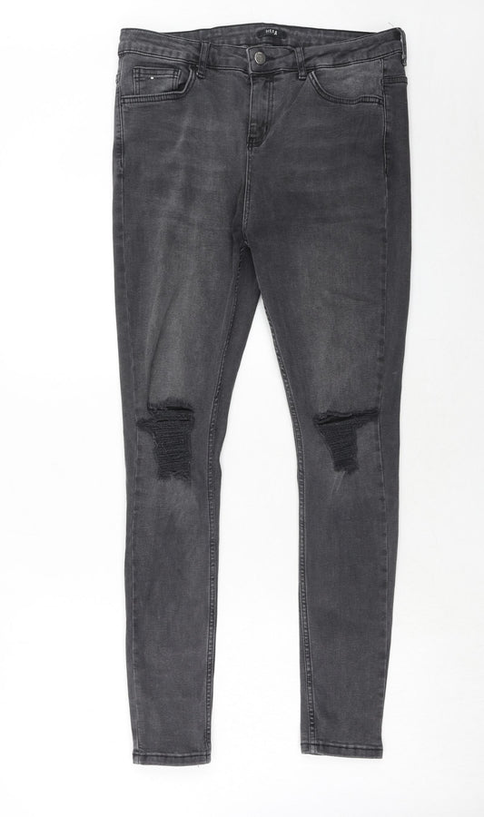 Hera Mens Grey Cotton Skinny Jeans Size 32 in Regular Zip