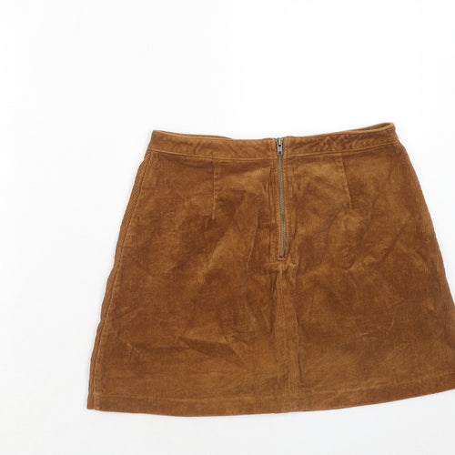 FOREVER 21 Womens Brown Cotton Mini Skirt Size M Zip