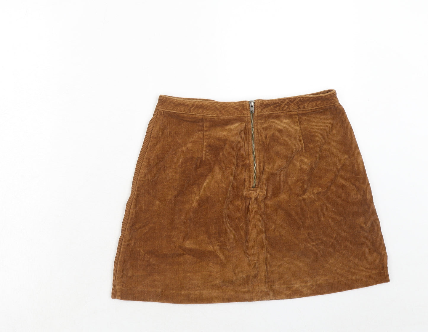 FOREVER 21 Womens Brown Cotton Mini Skirt Size M Zip