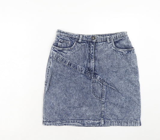 Fade Out Womens Blue Cotton A-Line Skirt Size L Zip
