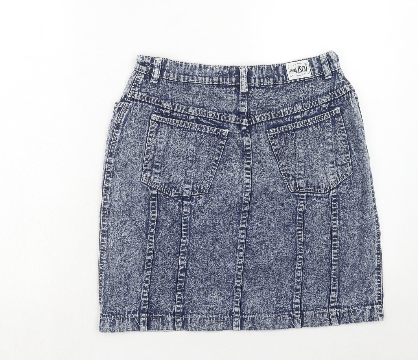 Fade Out Womens Blue Cotton A-Line Skirt Size L Zip