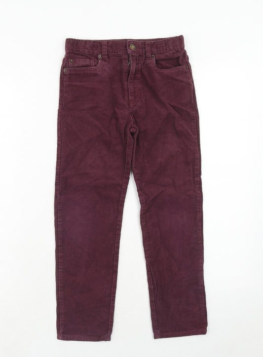 John Lewis Girls Purple Cotton Chino Trousers Size 8 Years Regular Zip