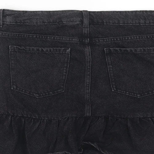 Marks and Spencer Girls Black Cotton Mini Skirt Size 12-13 Years Regular Zip