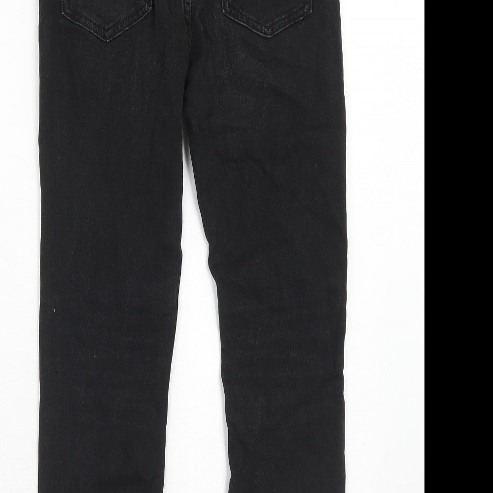 Marks and Spencer Girls Black Cotton Straight Jeans Size 10-11 Years Regular Zip