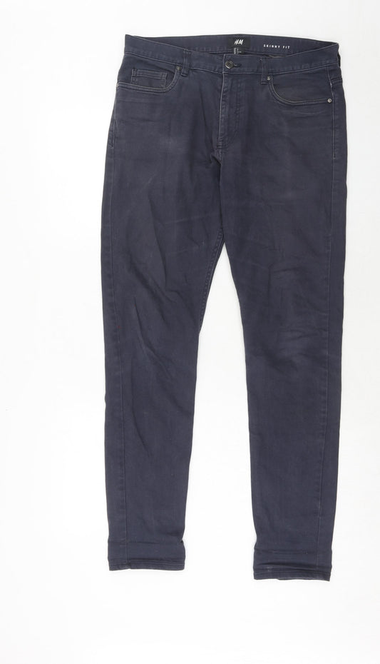 H&M Mens Black Cotton Skinny Jeans Size 31 in Regular Zip