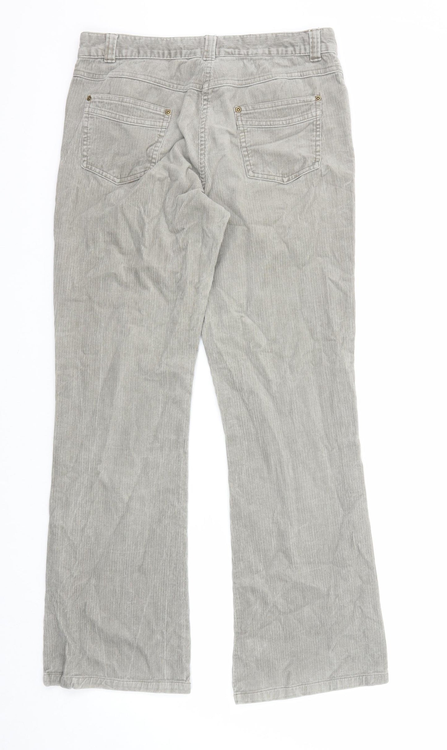 Monsoon Womens Grey Cotton Trousers Size 10 Regular Zip